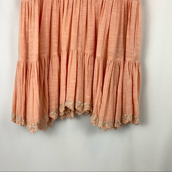 FREE PEOPLE MELON CAT Embroidered Tiered  Casual Mini Dress Size SP - Picture 8 of 11